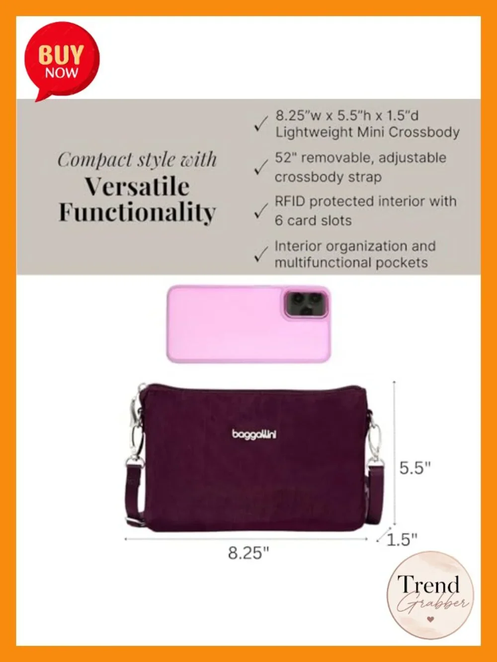 Mini Crossbody Bag with RFID Blocking Convertible Wristlet Clutch Machine